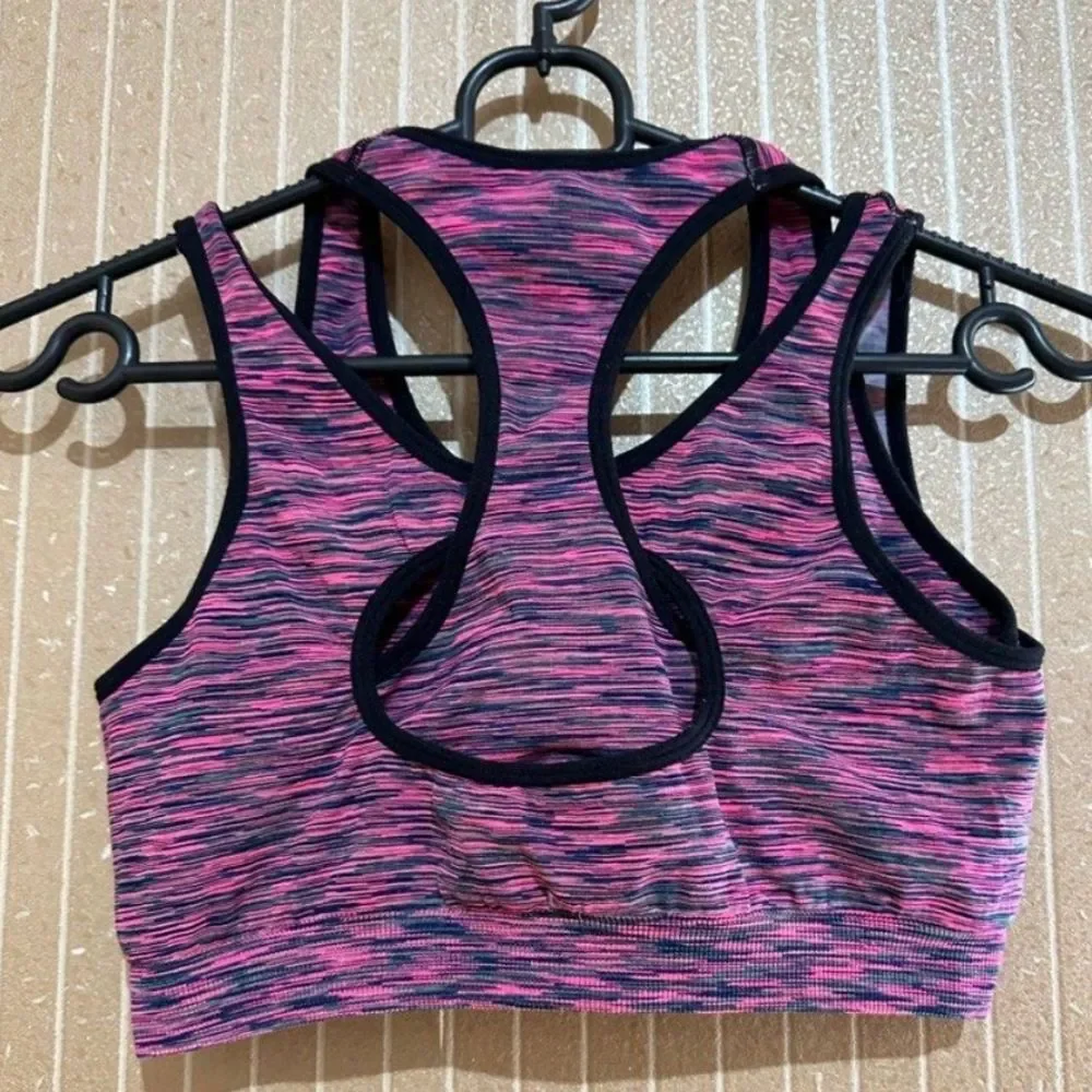 Women's Pink Seamless Double Intertwined Sports Bra, Size S